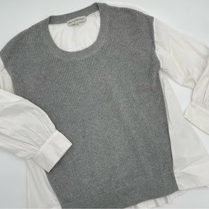 White + Warren Knit and White Dress Shirt combo